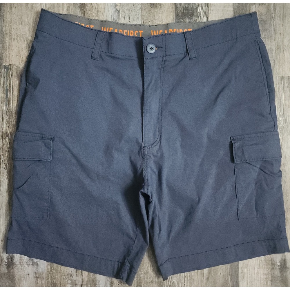 WearFirst Cargo Shorts Mens 38 Navy Blue Stretch Cotton Nylon Utility Pockets